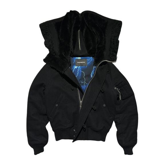 AW11 Wool fur hooded cropped parka - Picture 1 of 5